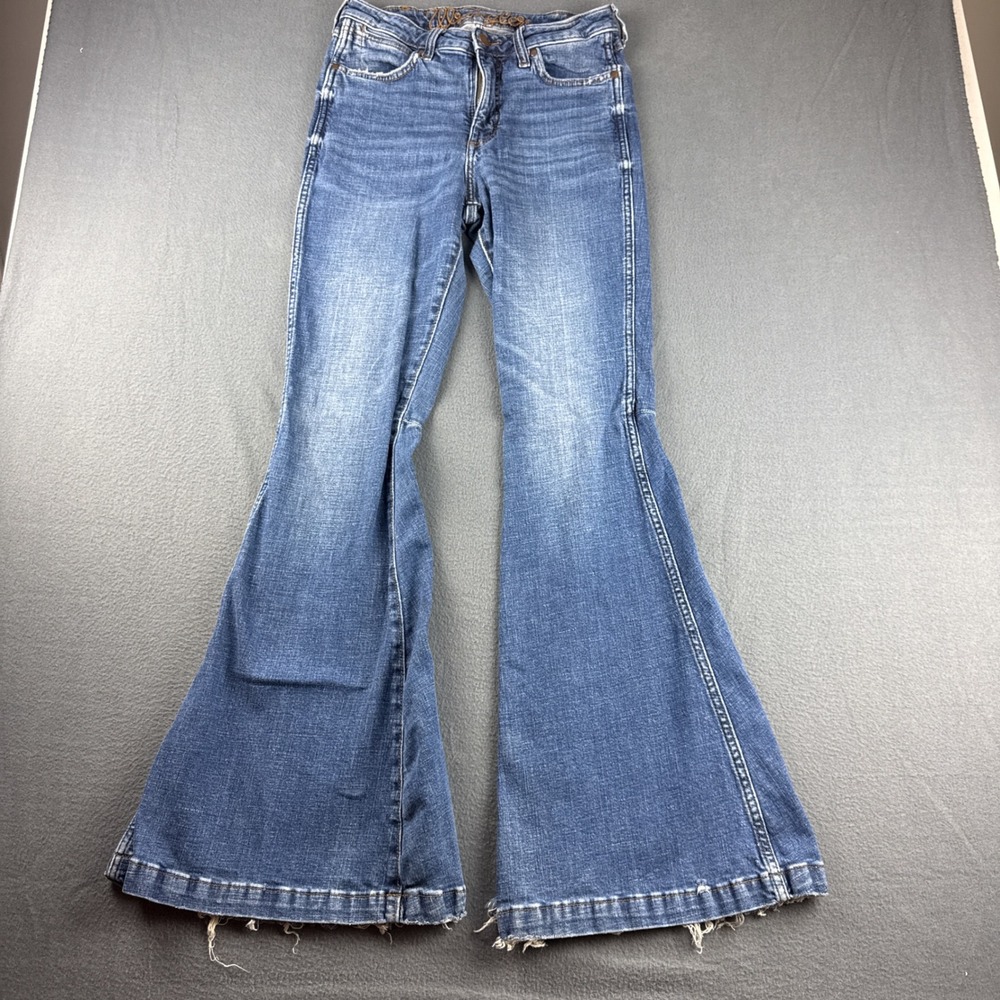 Wrangler Flare Jeans Women's 28x36 Blue High Rise Bell Bottom Retro Festival
